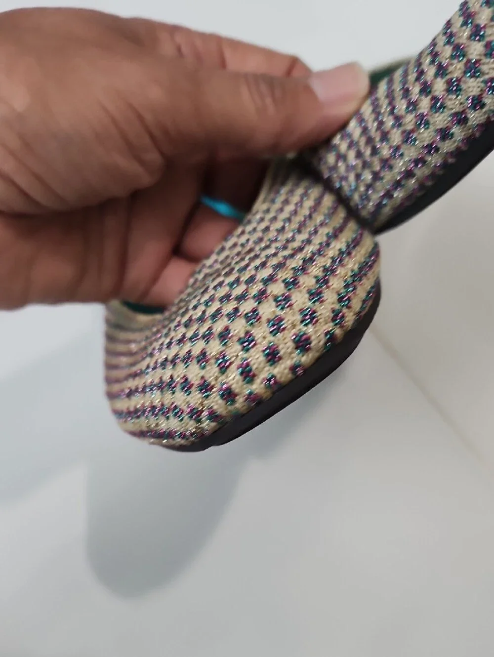 Rothy's Multi Color Metallic Square Toe Ballet Flats